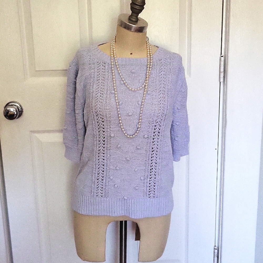 JCrew Re-Imagined Bobble Stitch Ruffle Sleeve Cable Knit Sweater, Grannycore
